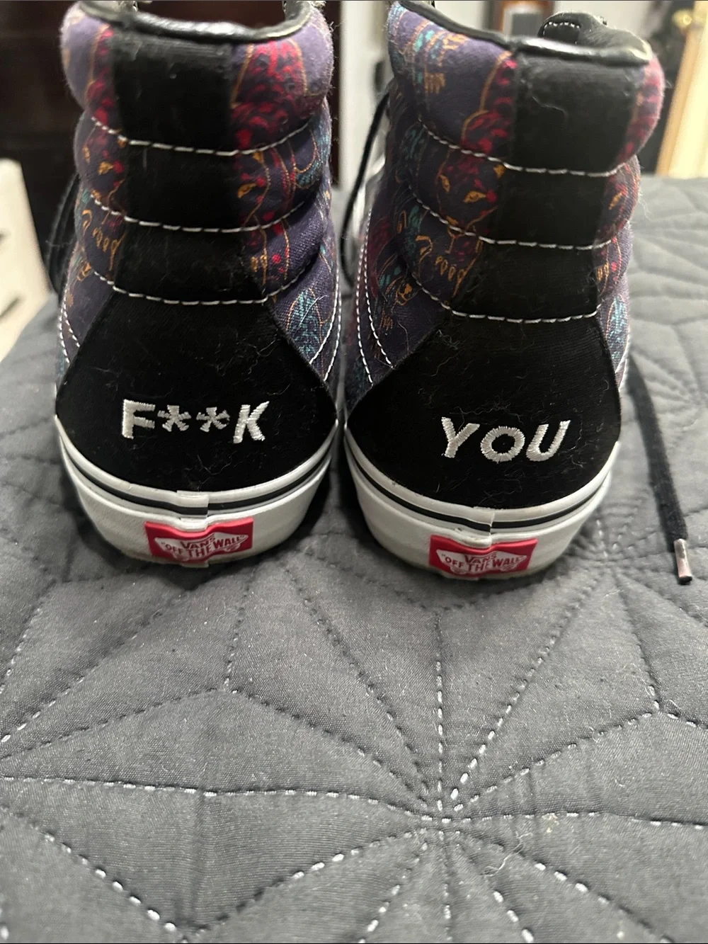 Vans Black High-Top Canvas Sneakers with Multicolor Floral Panels